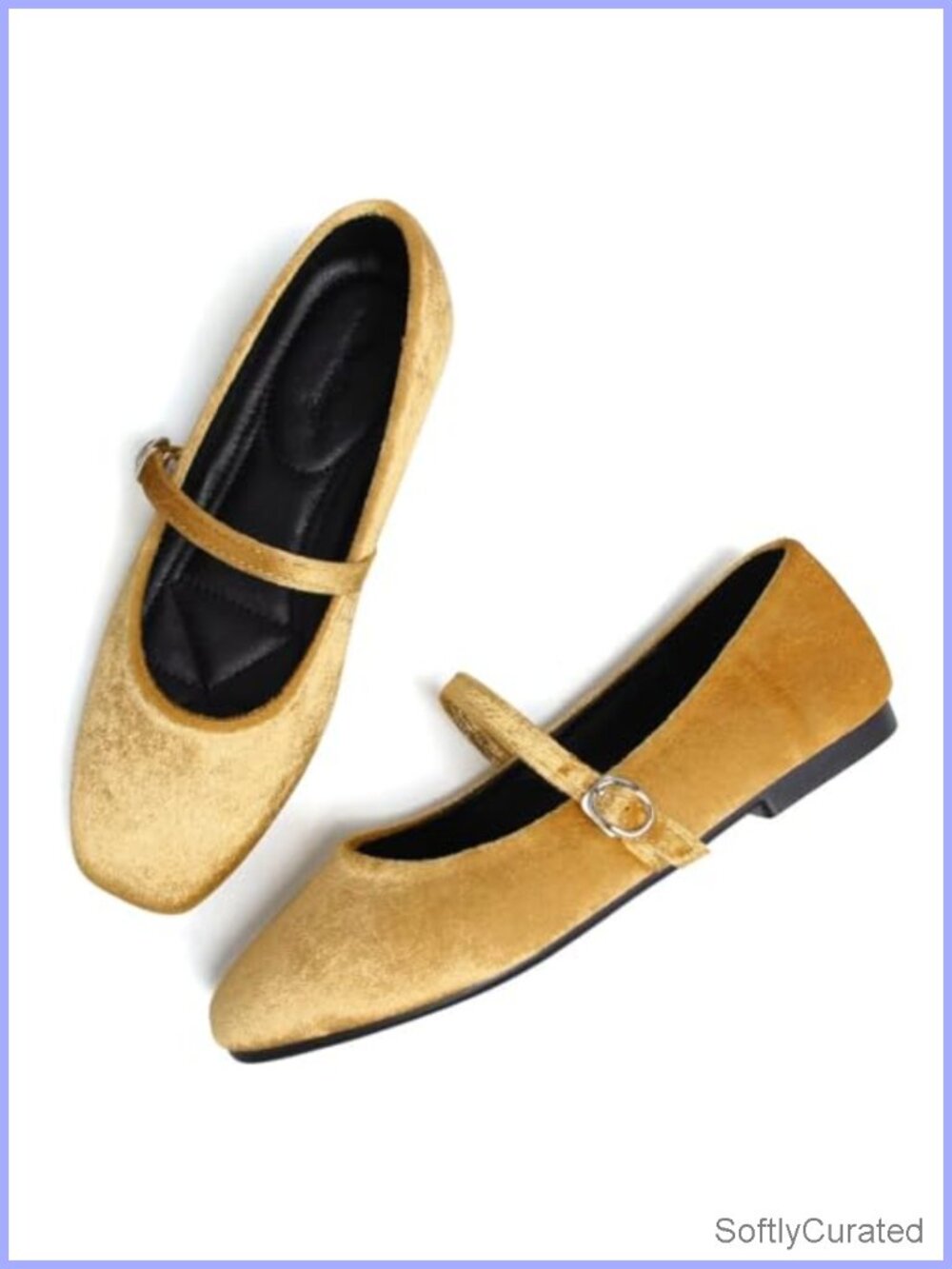 Women's Faux Leather Flats Square Toe Dress Flats with Adjustable Buckle Strap
